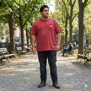 Carhartt Pocket T-Shirt‎ Mens 3XL Red Distressed Thrashed Faded Workwear Tee K87